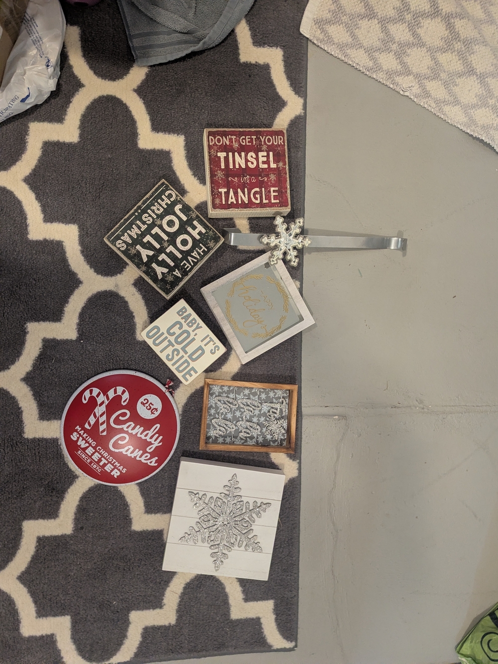 Assorted Holiday Wall Signs - Red, White, Gray, Black